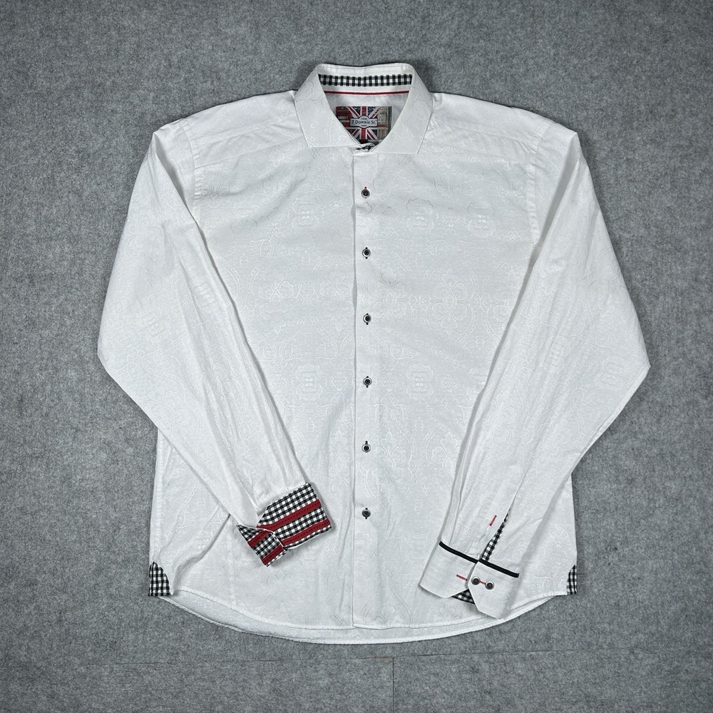 7 Downie St. Button Down‎ Shirt Men's Size 7 XL White Couture Flip Cuff Luxury